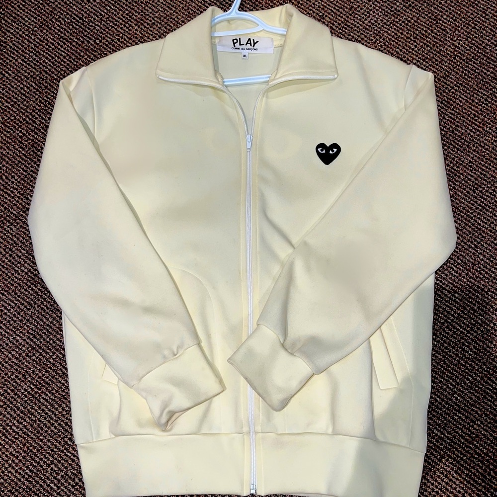 Comme des Garçons PLAY Heart Zip Track Jacket – Cream, Size XL